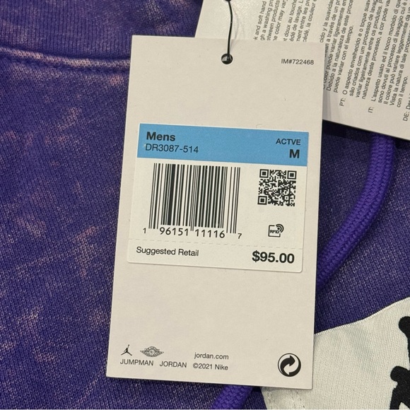 Jordan Men Hoodie Purple Medium Hooded Sweatshirt - Picture 5 of 10